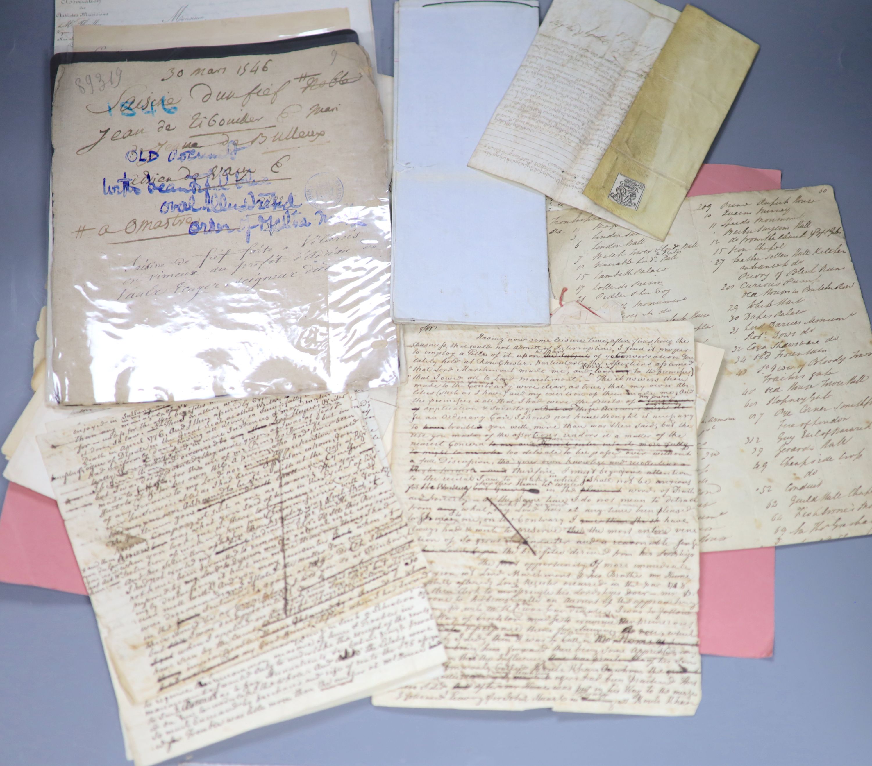 A collection of 18th to 20th century manuscript ephemera